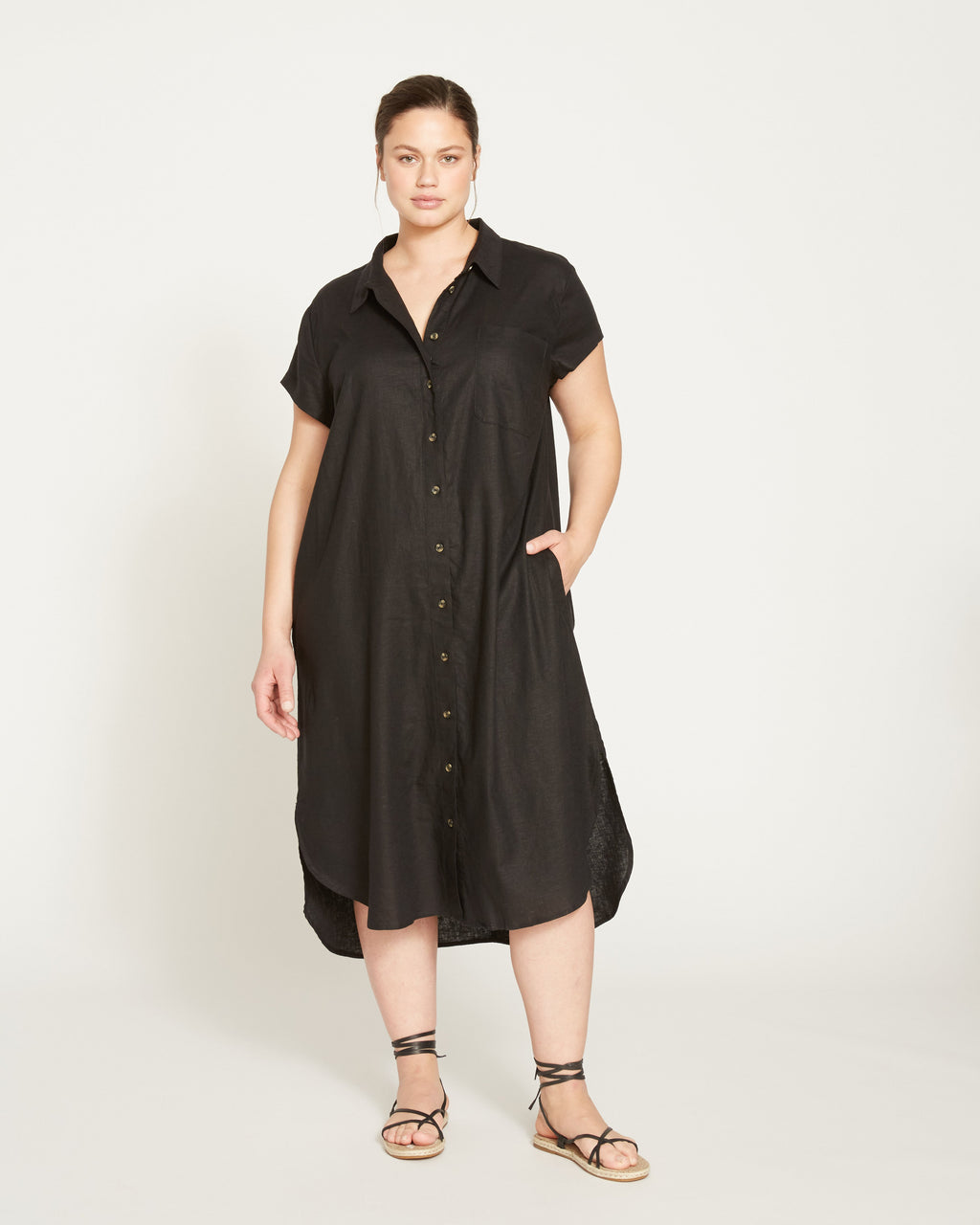 Dune Linen Shirtdress - Black