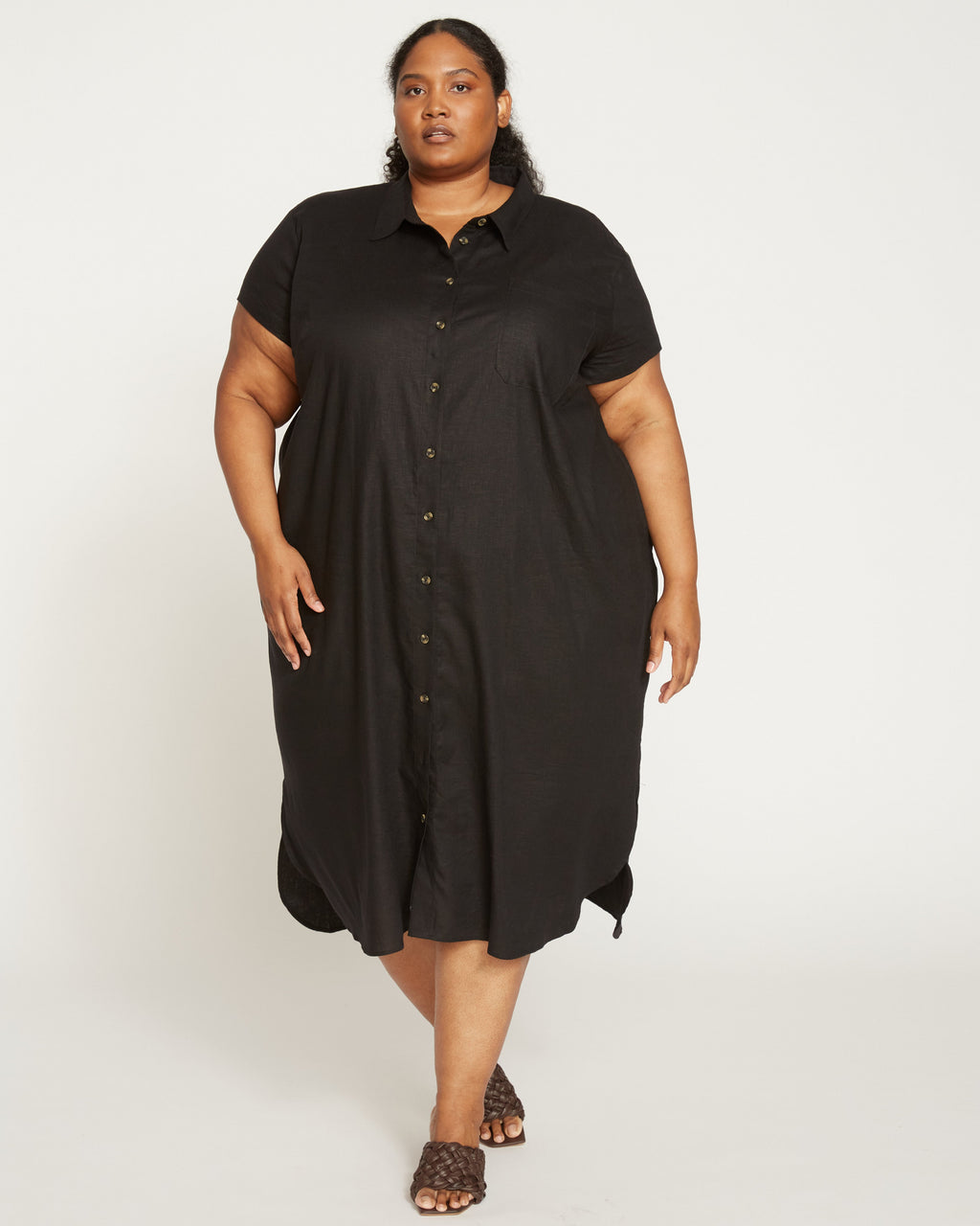 Dune Linen Shirtdress - Black
