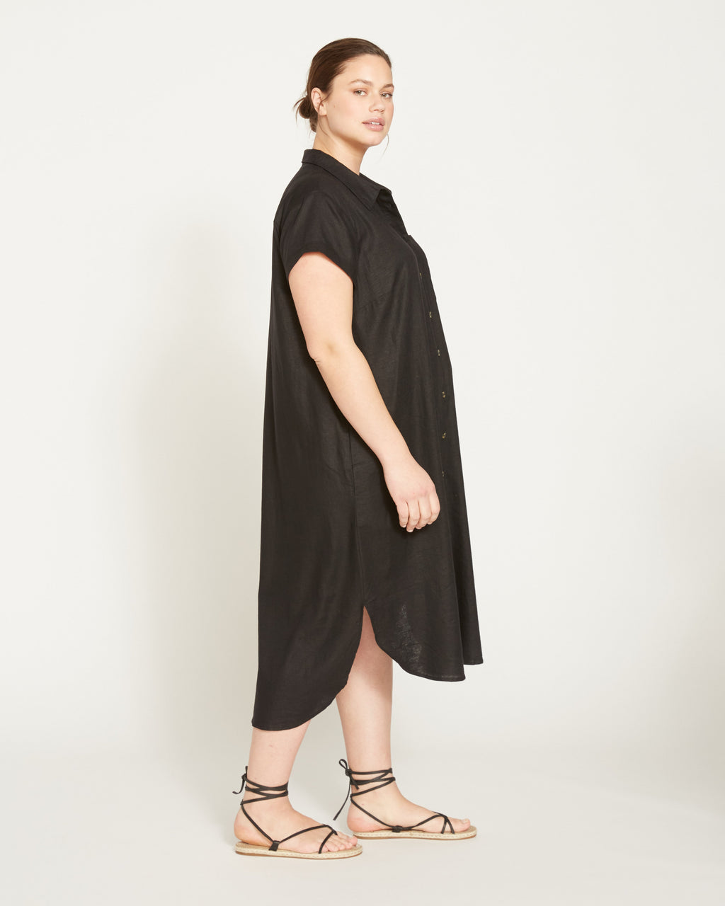 Dune Linen Shirtdress - Black