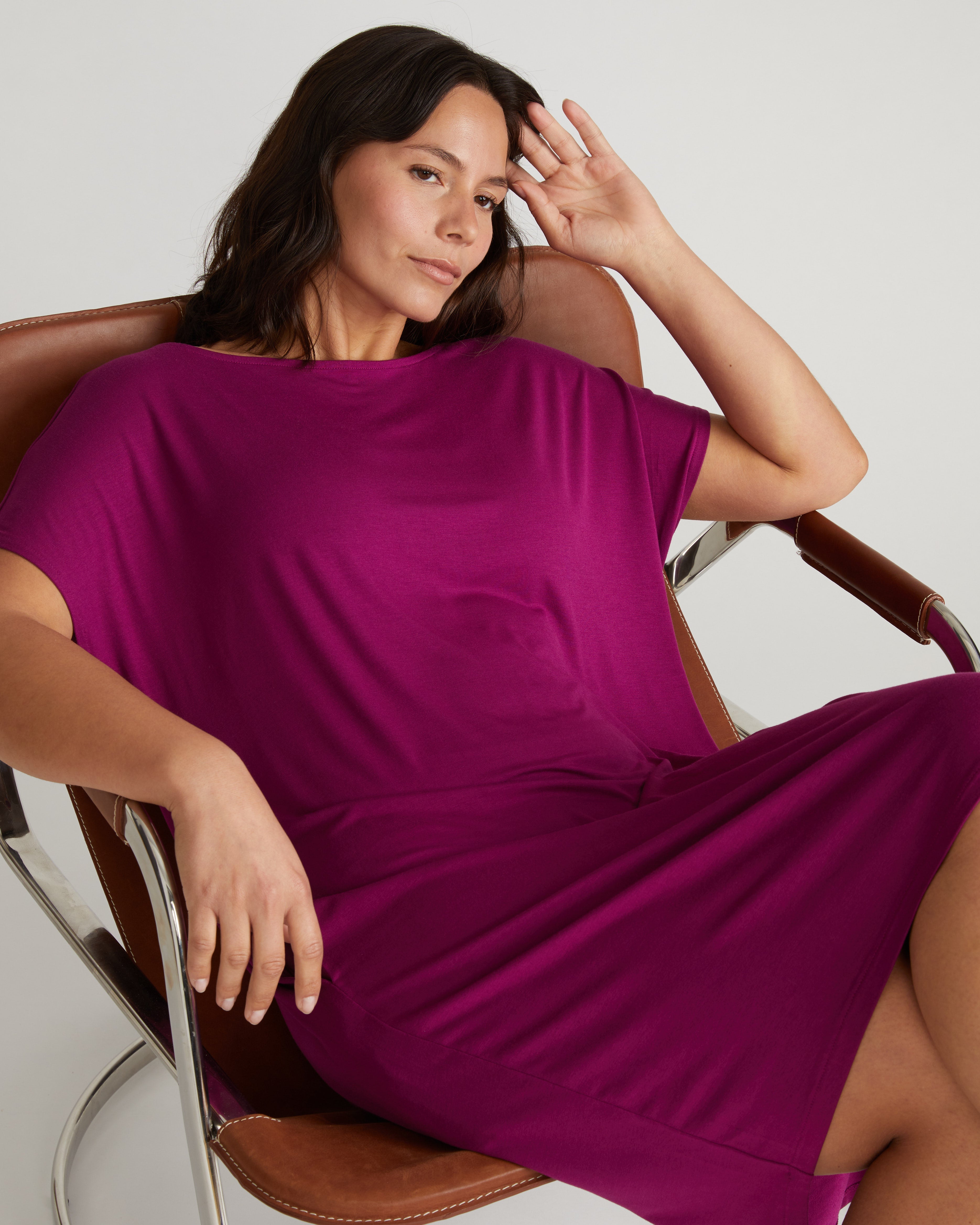 Helen Liquid Jersey Shift Dress - Rothko Purple