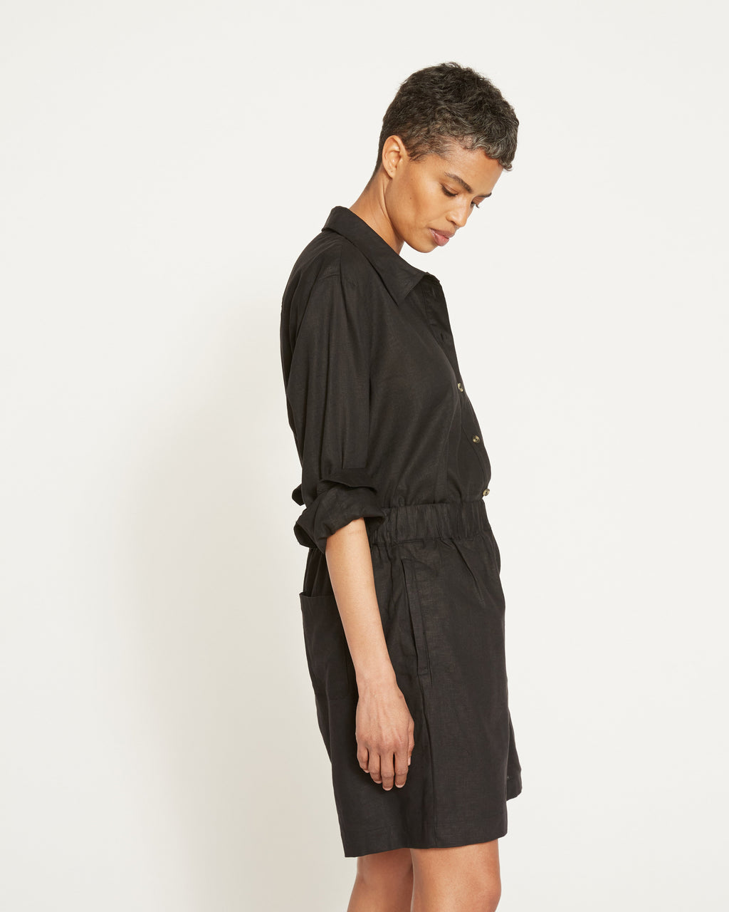 Juniper Linen Easy Pull-On Shorts - Black