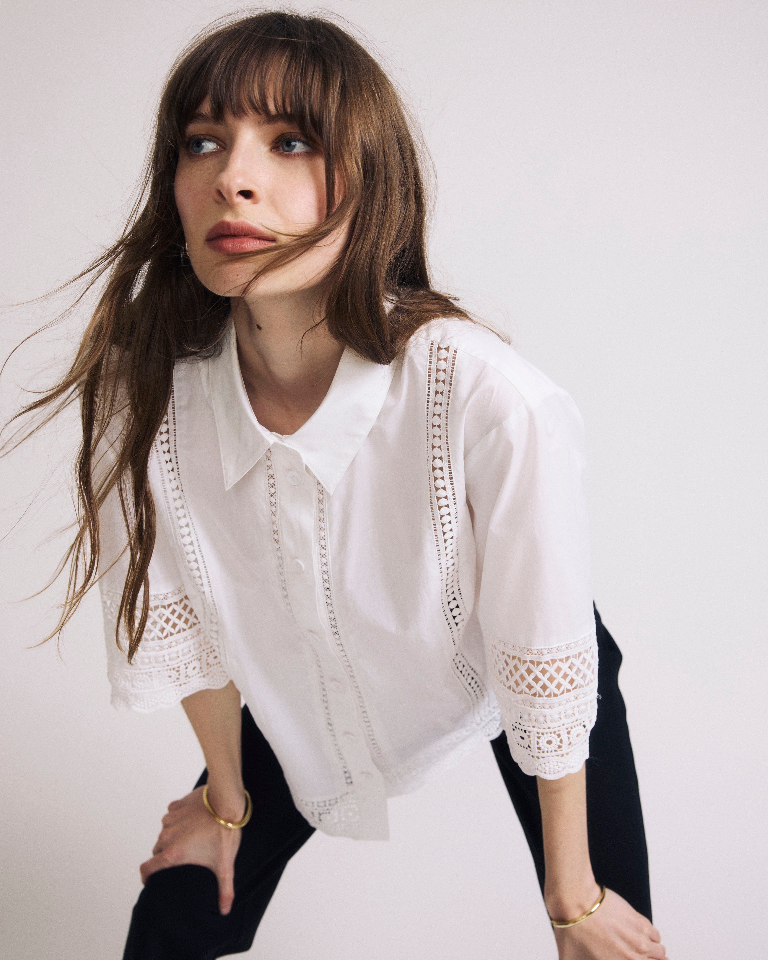 Dora Cotton Poplin Blouse - White