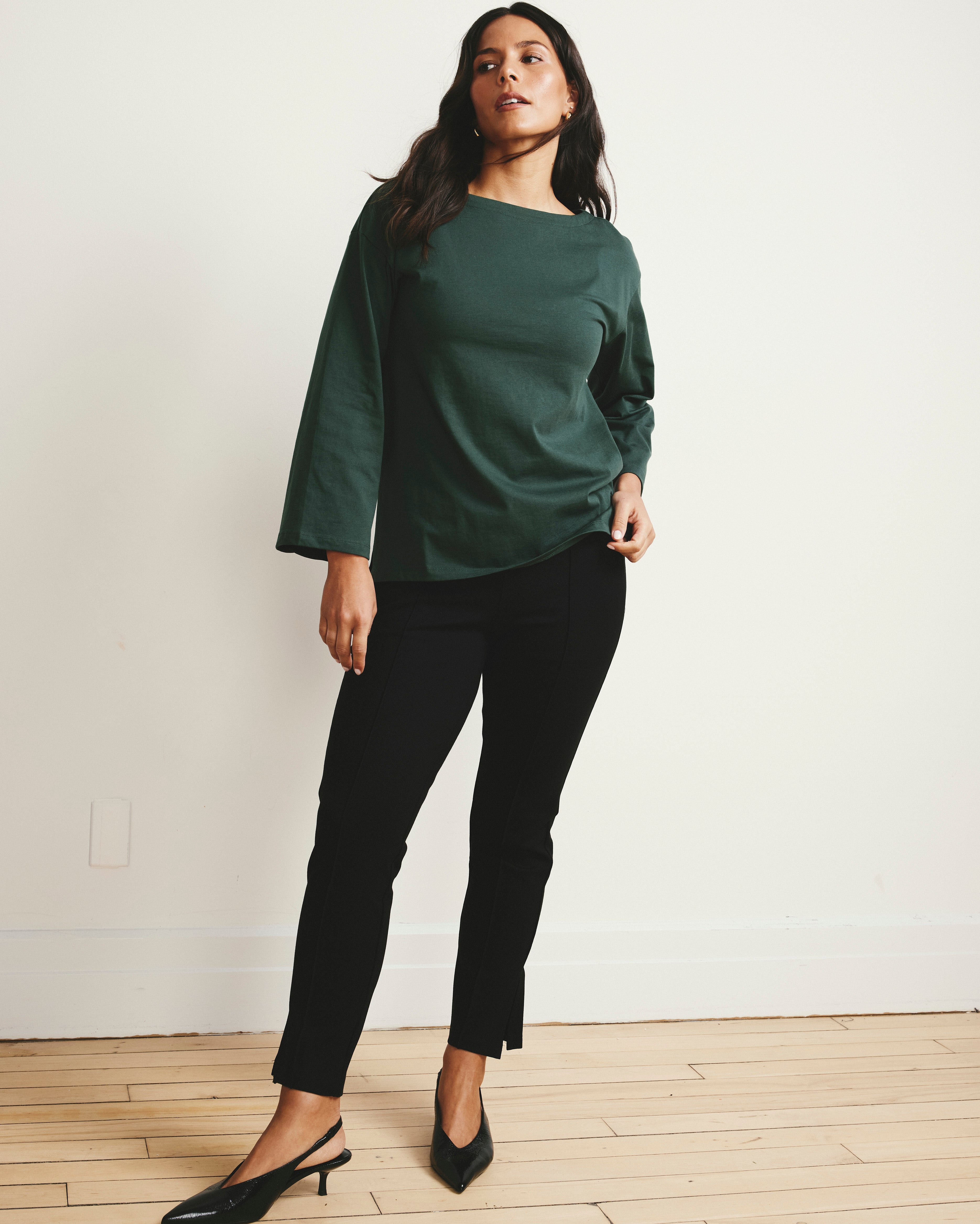 Skinny Pintuck Ponte Pants 28 Inch - Black