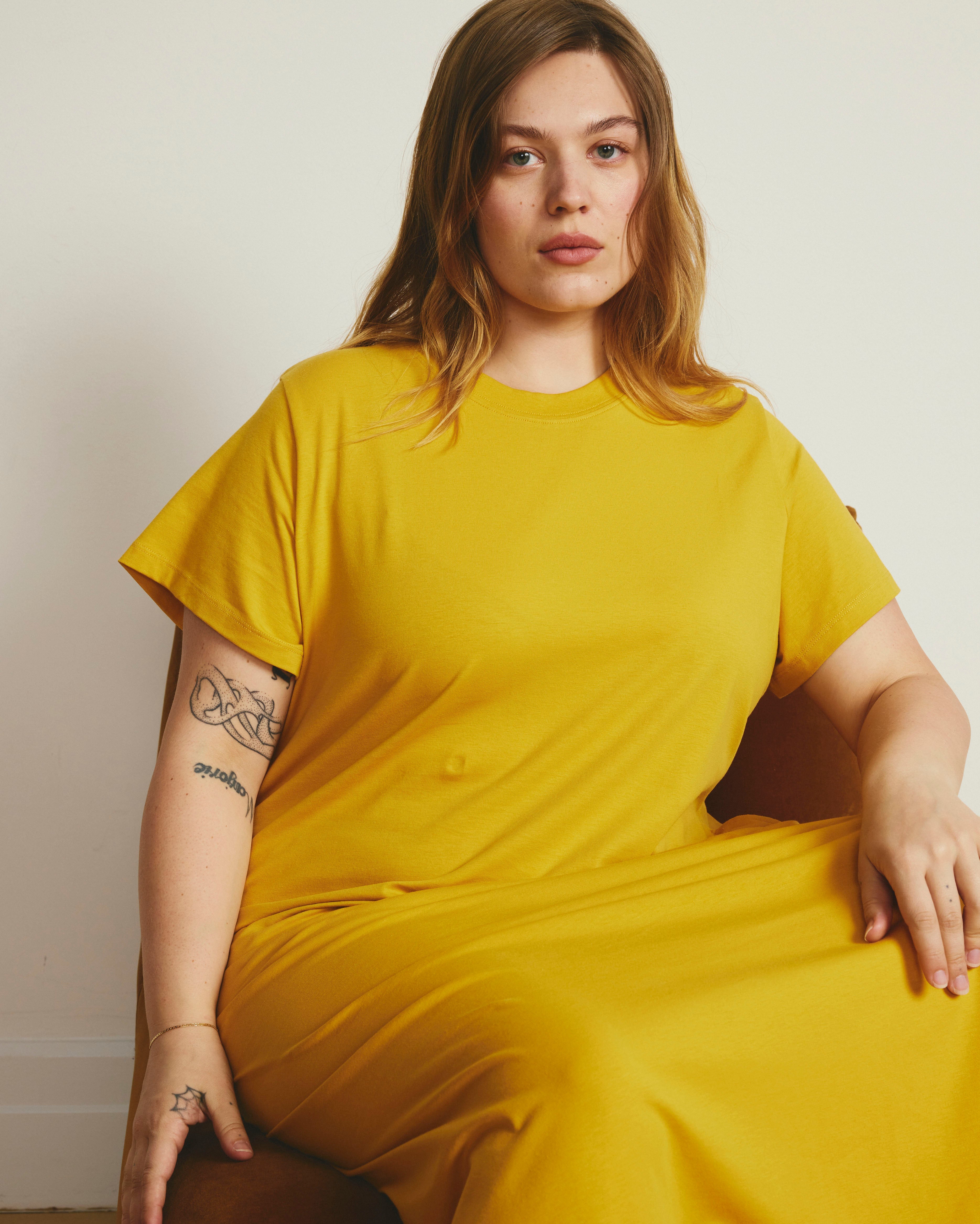 Halie Maxi T-Shirt Dress - Goldenrod