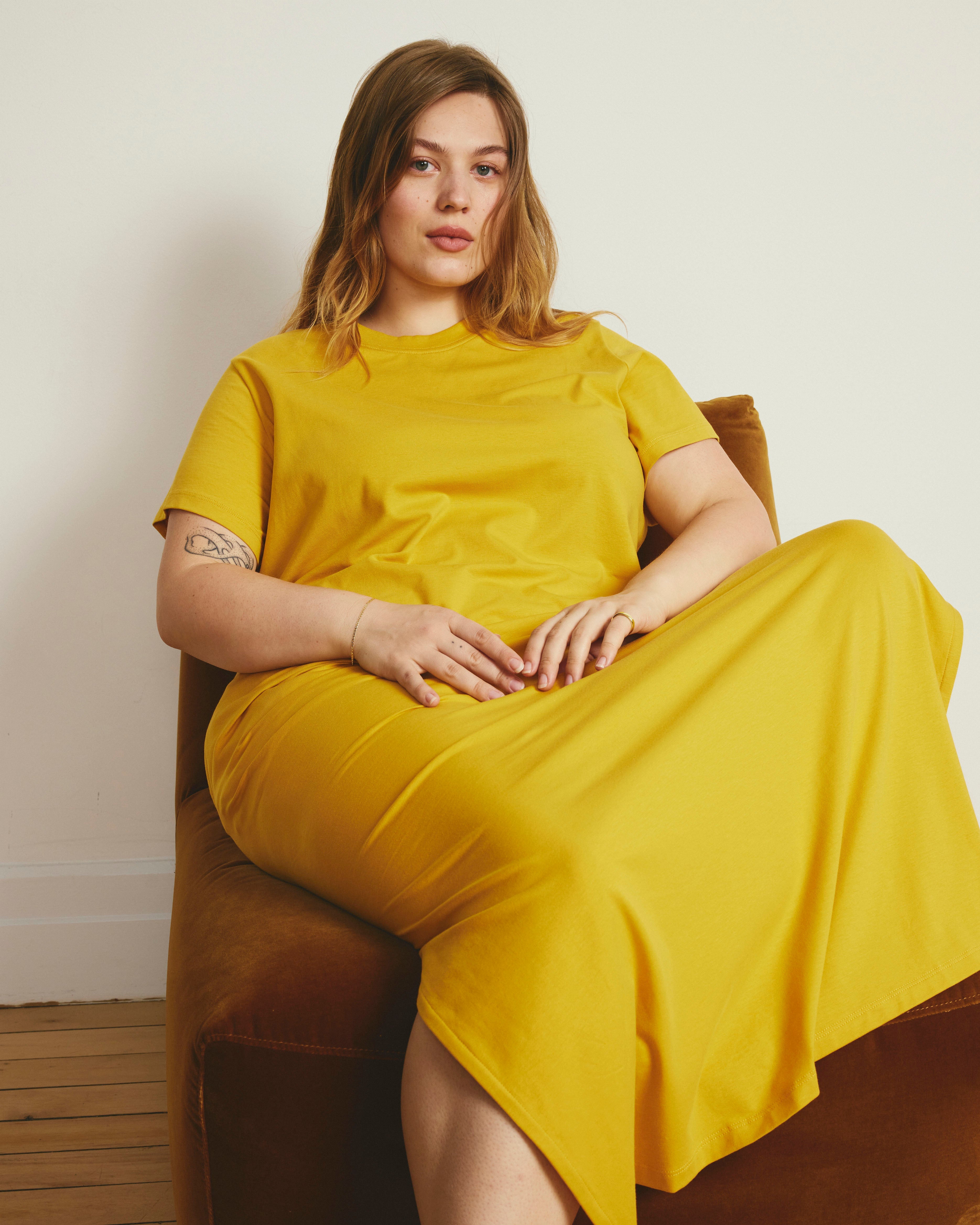 Halie Maxi T-Shirt Dress - Goldenrod