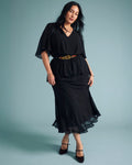 Navarte Chiffon Midi Skirt - Black