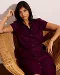 Dune Linen Shirtdress - Acai