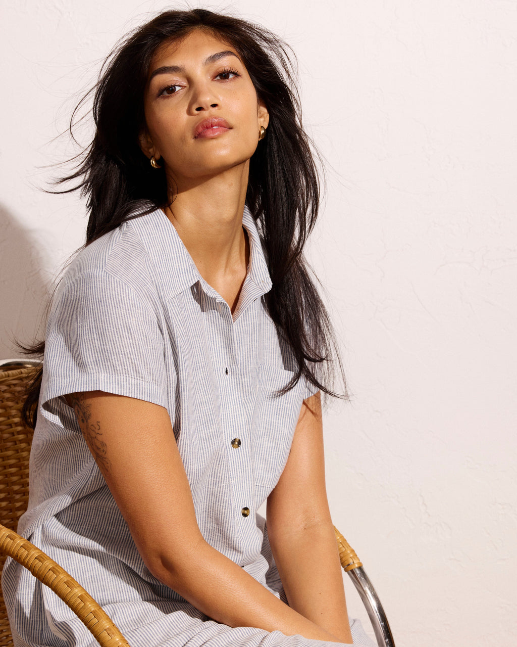 Dune Linen Shirtdress - Beach Stripe