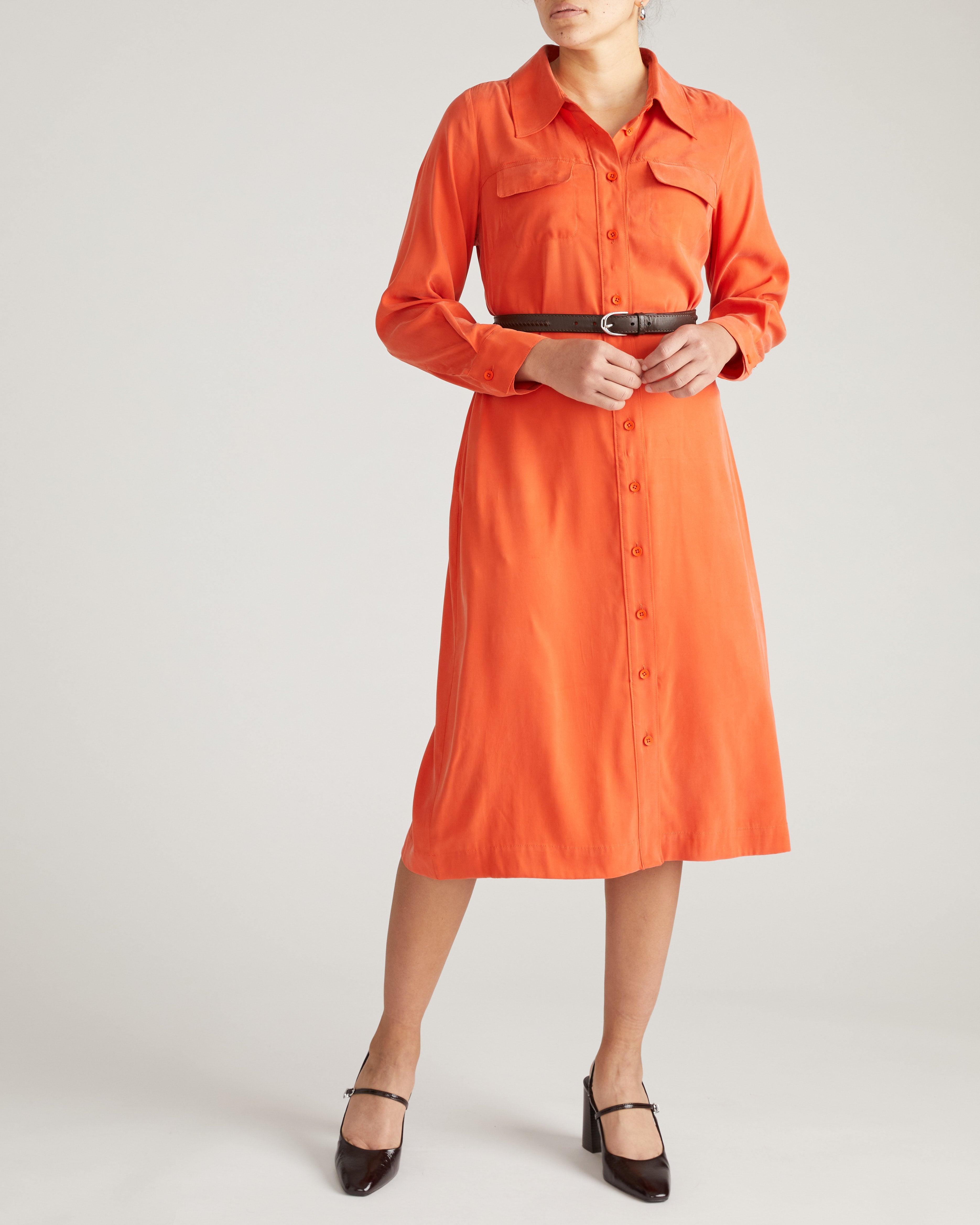 Cooling Stretch Cupro Savannah Dress - Orange Flame