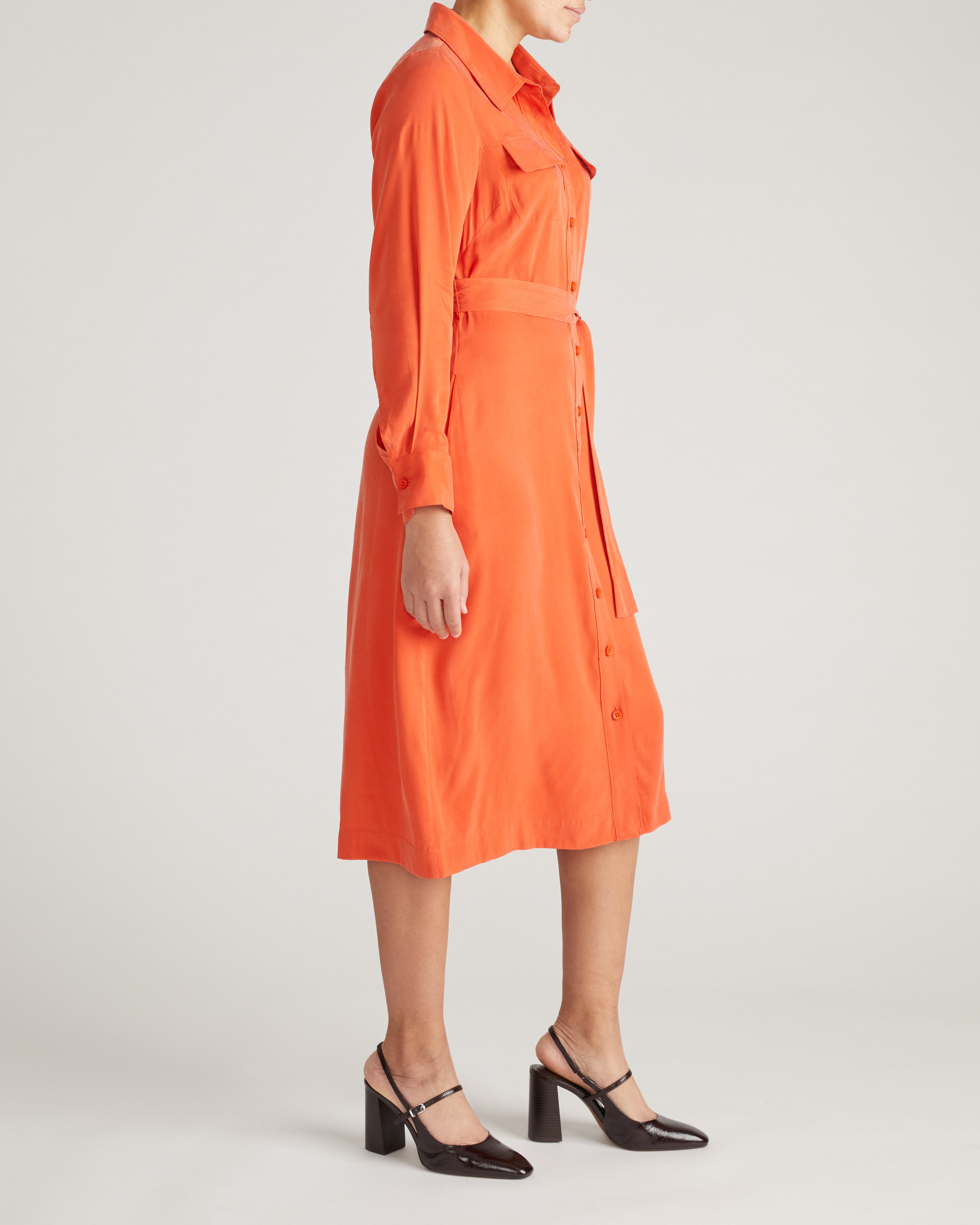 Cooling Stretch Cupro Savannah Dress - Orange Flame