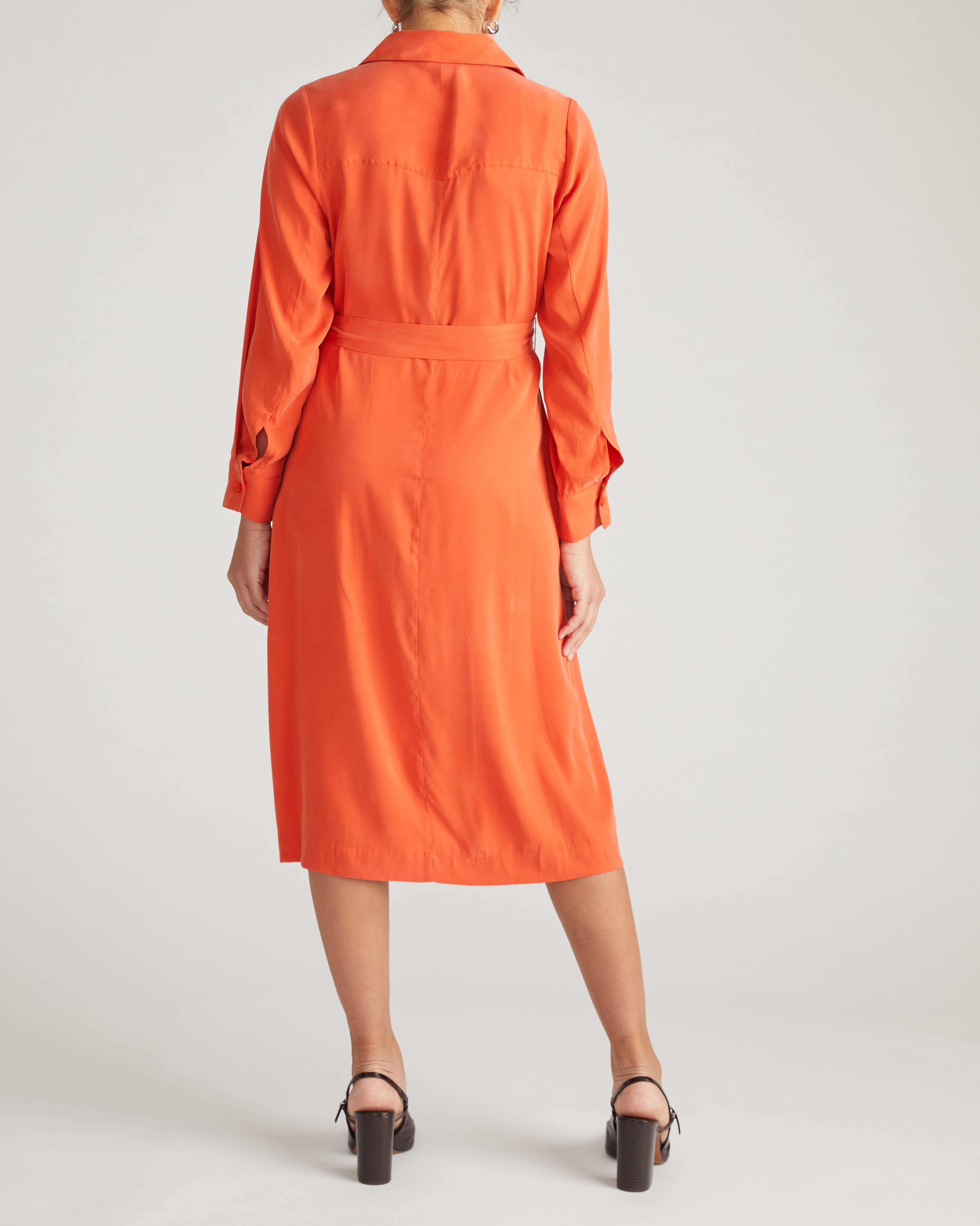 Cooling Stretch Cupro Savannah Dress - Orange Flame