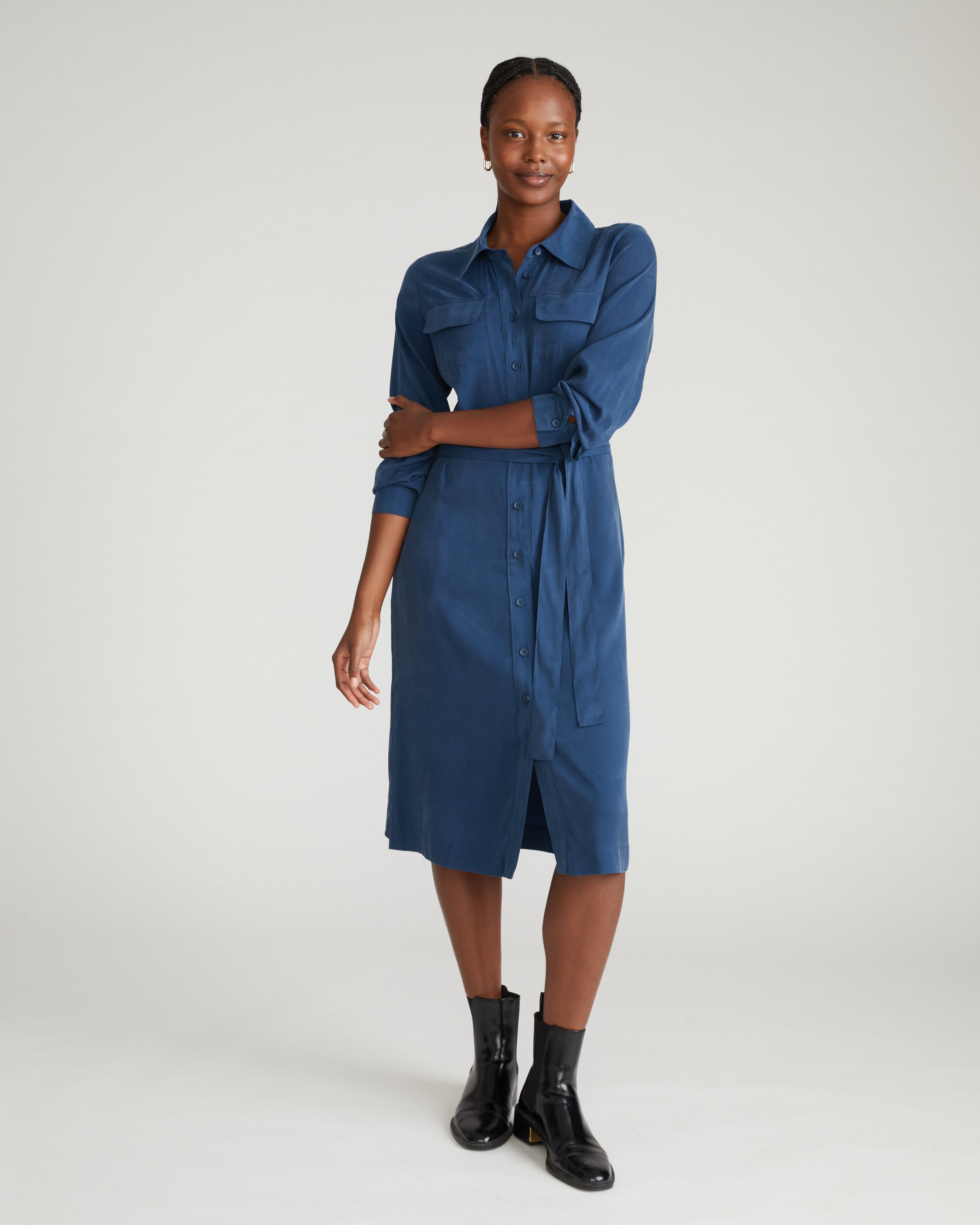 Cooling Stretch Cupro Savannah Dress - Pageant Blue