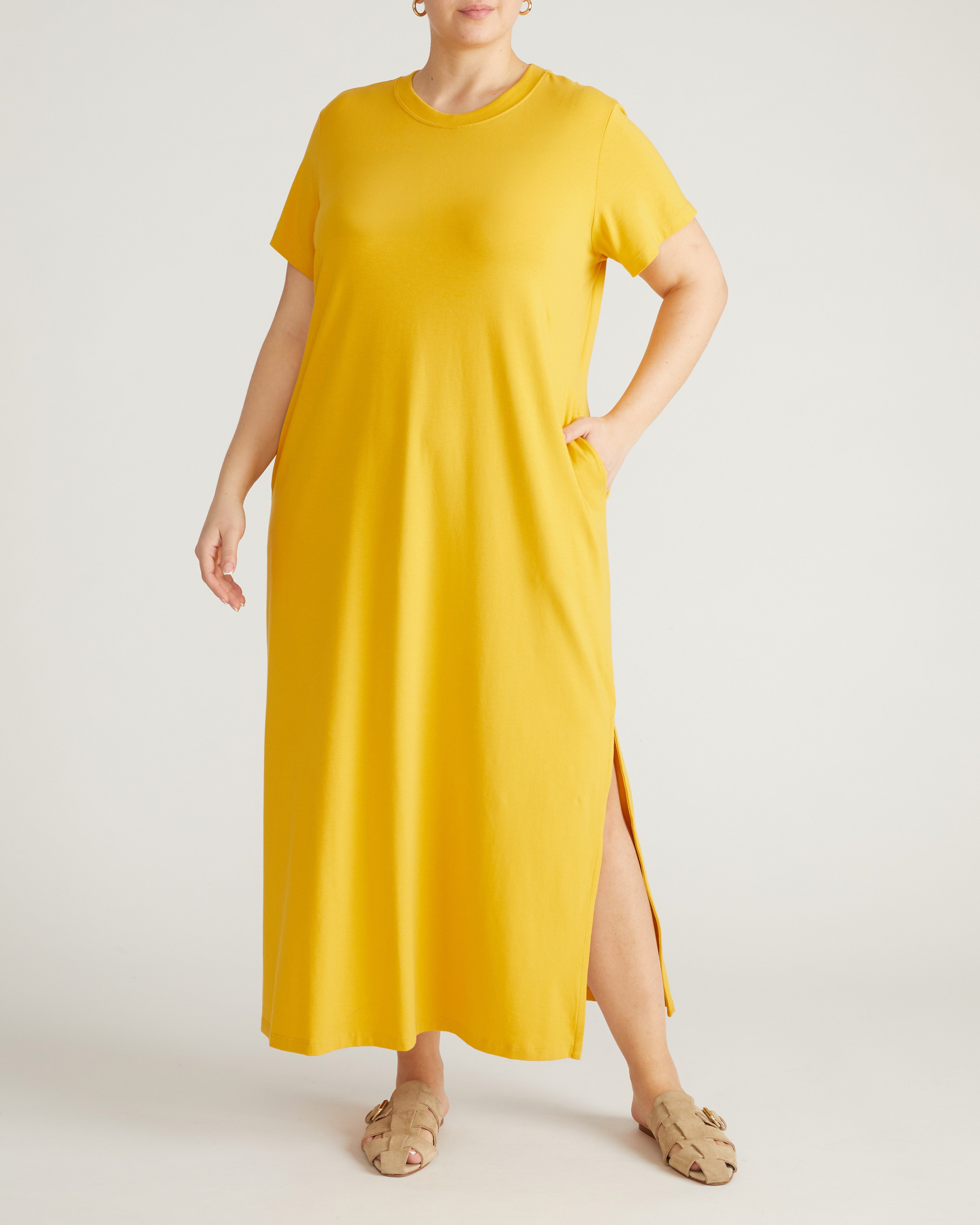 Halie Maxi T-Shirt Dress - Goldenrod