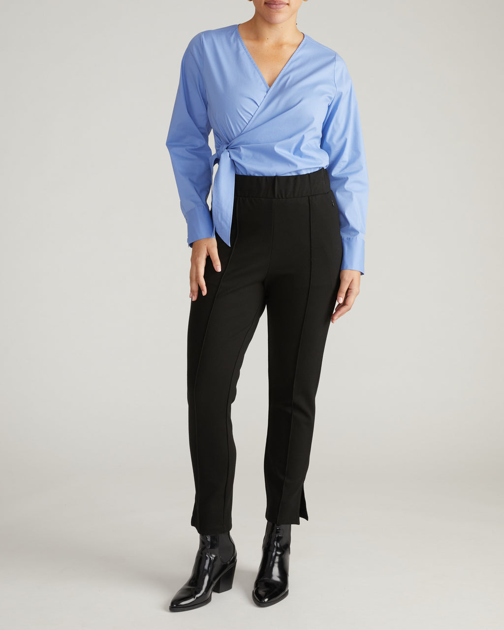 Skinny Pintuck Ponte Pants 28 Inch - Black