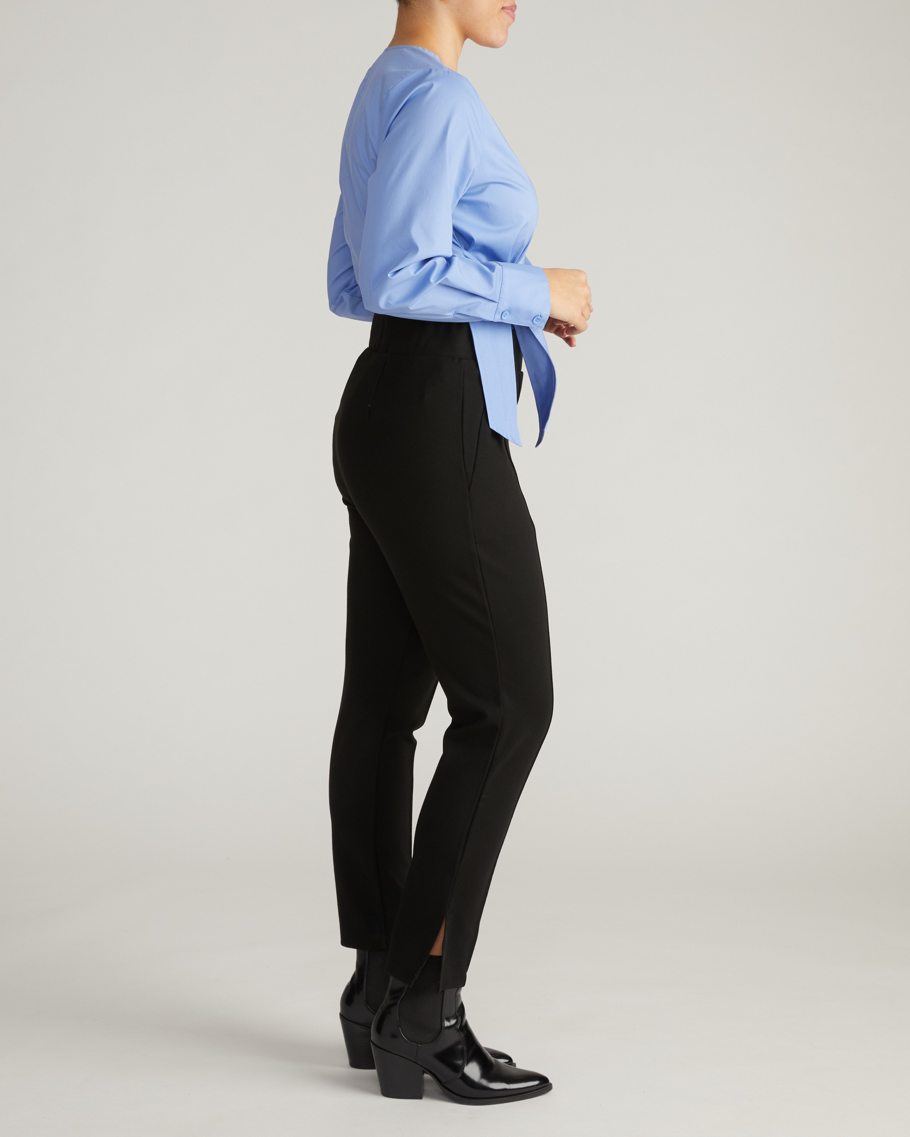 Skinny Pintuck Ponte Pants 28 Inch - Black