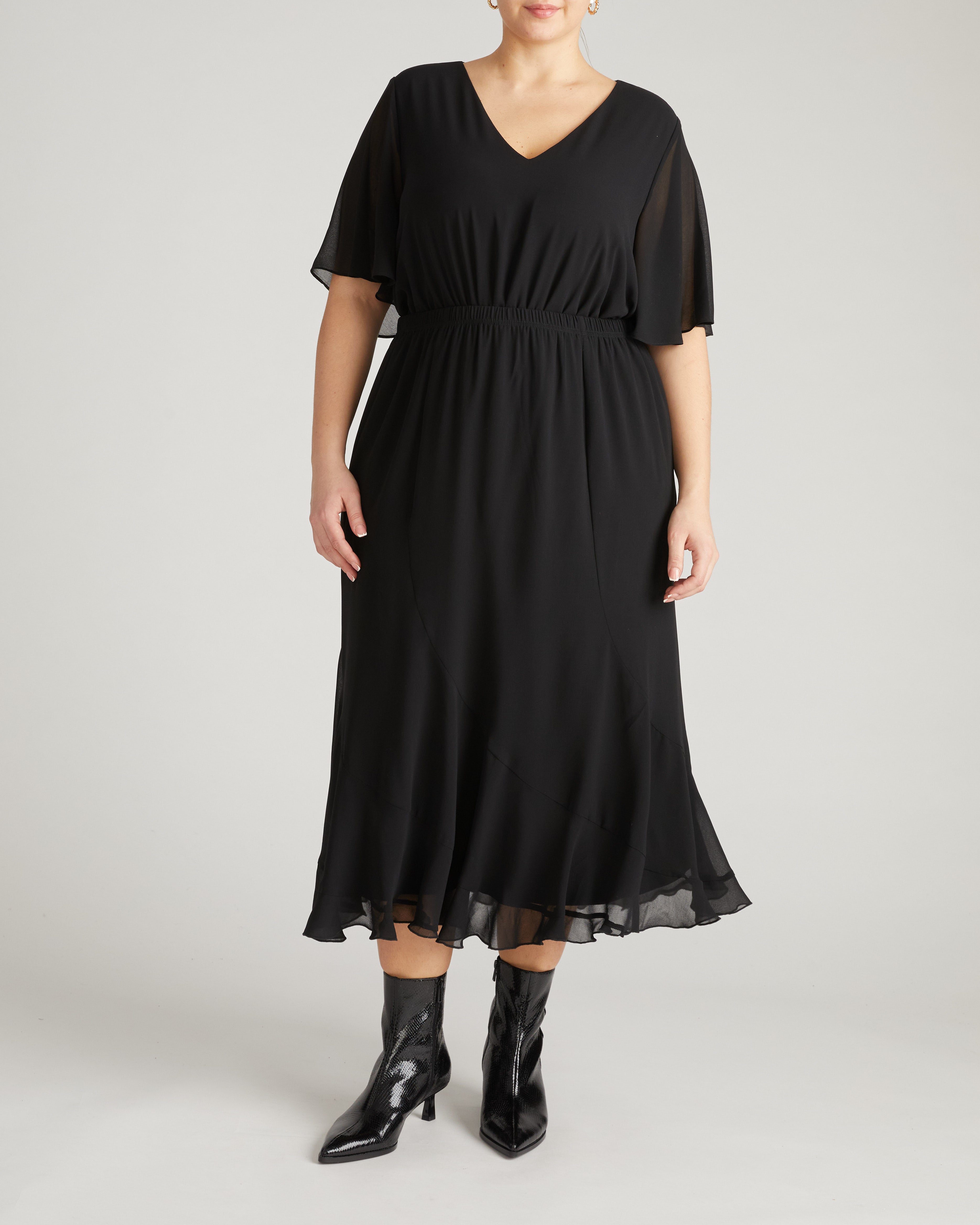 Navarte Chiffon Midi Skirt - Black
