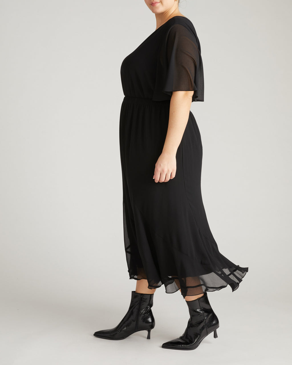 Navarte Chiffon Midi Skirt - Black
