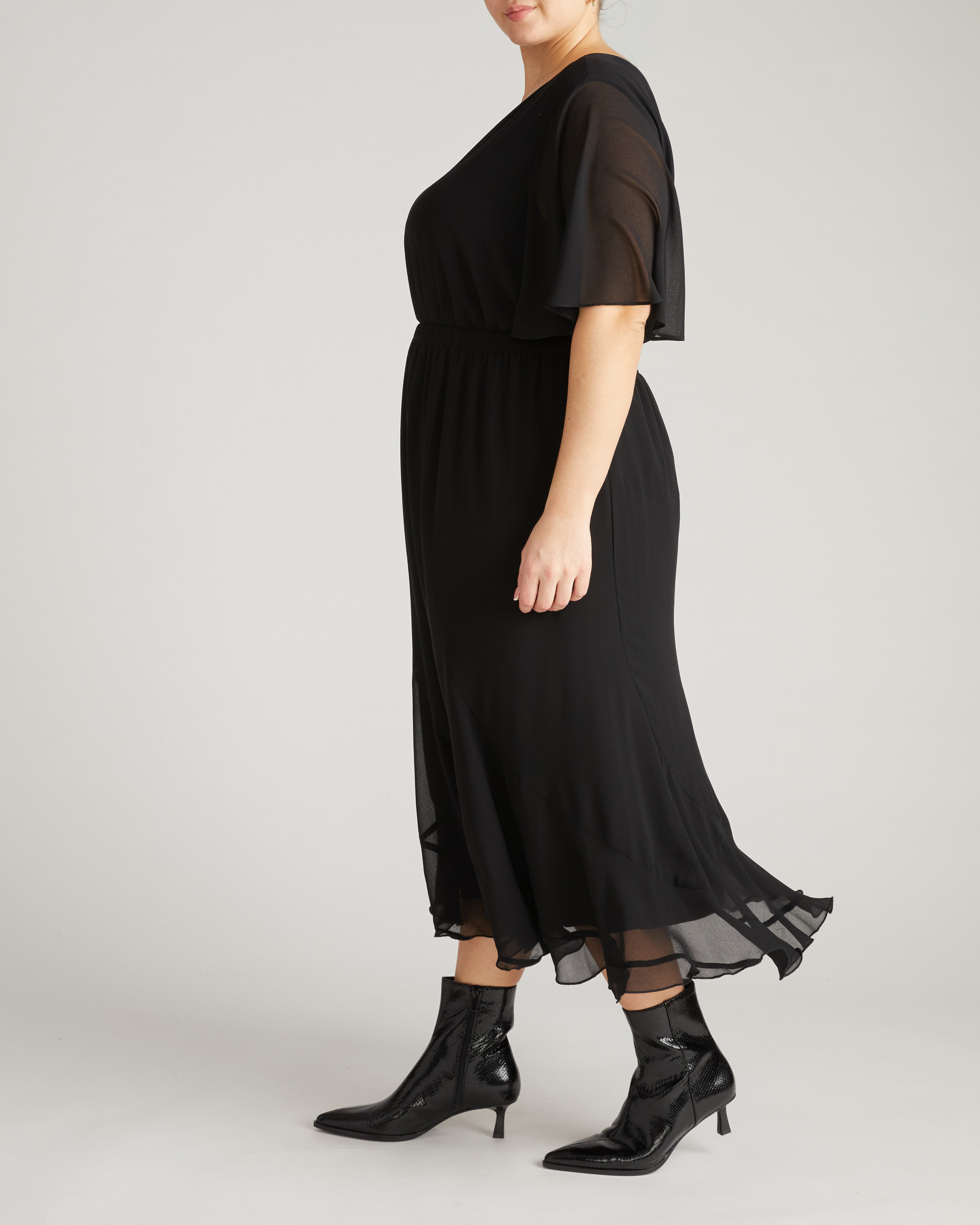 Navarte Chiffon Midi Skirt - Black