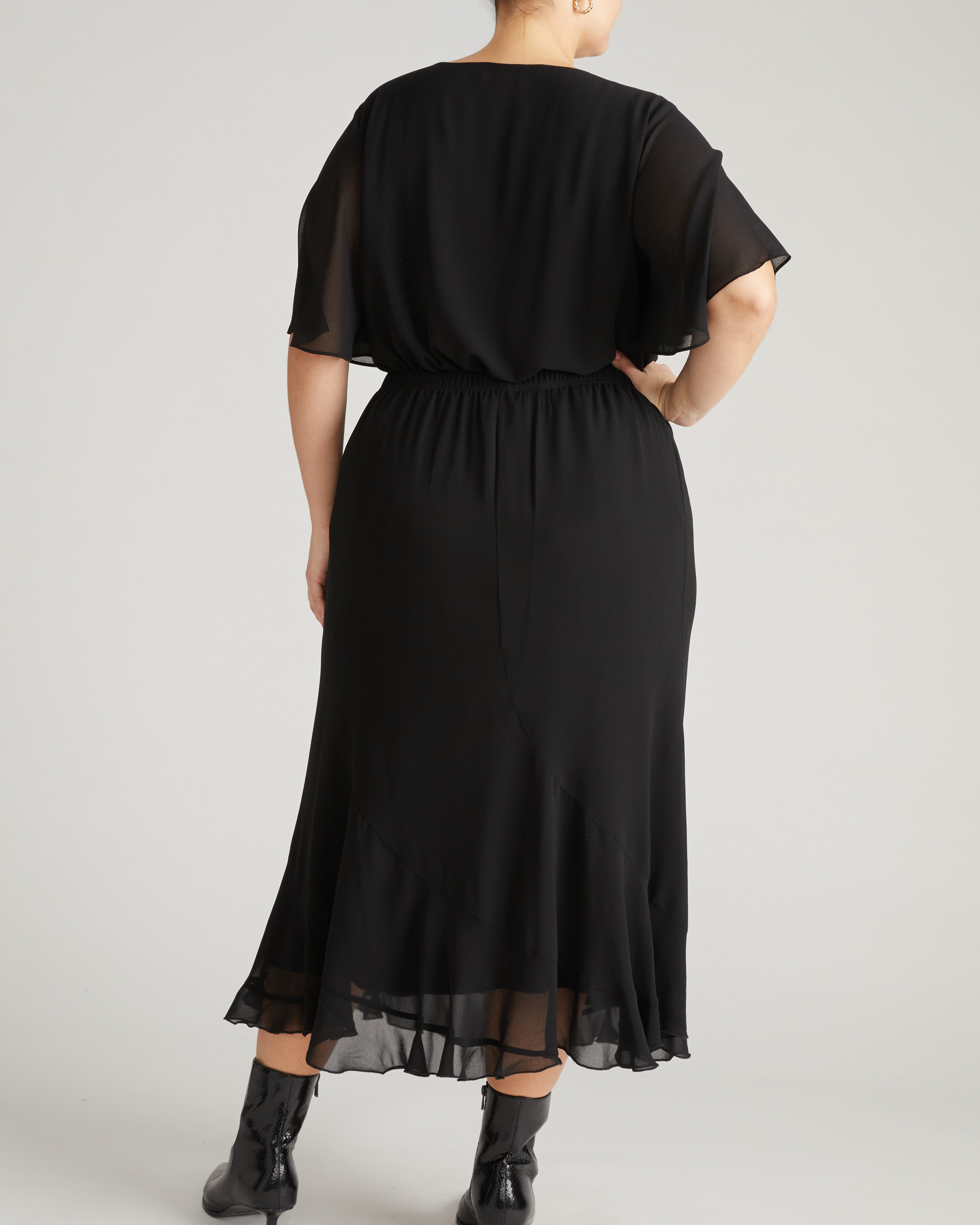 Navarte Chiffon Midi Skirt - Black