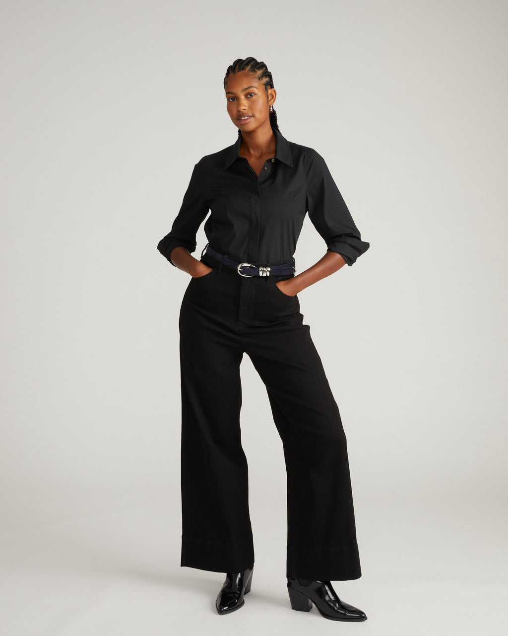 Elbe Stretch Poplin Shirt Classic Fit - Black