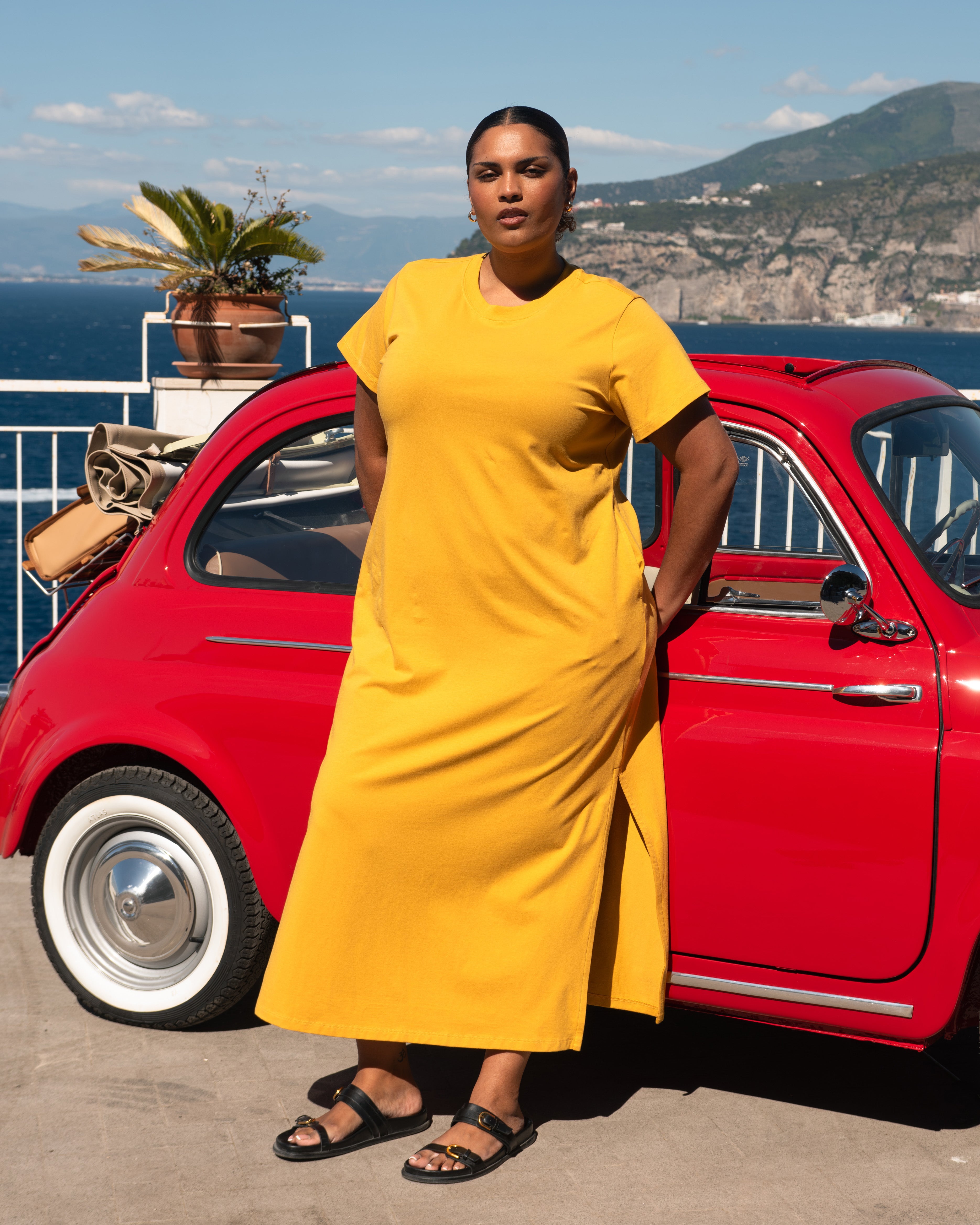Halie Maxi T-Shirt Dress - Goldenrod